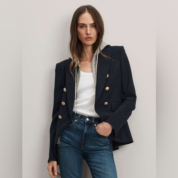 Veronica Beard Miller Dickey Jacket Navy Double Breasted Blazer Gold Buttons 12 - Picture 2 of 16